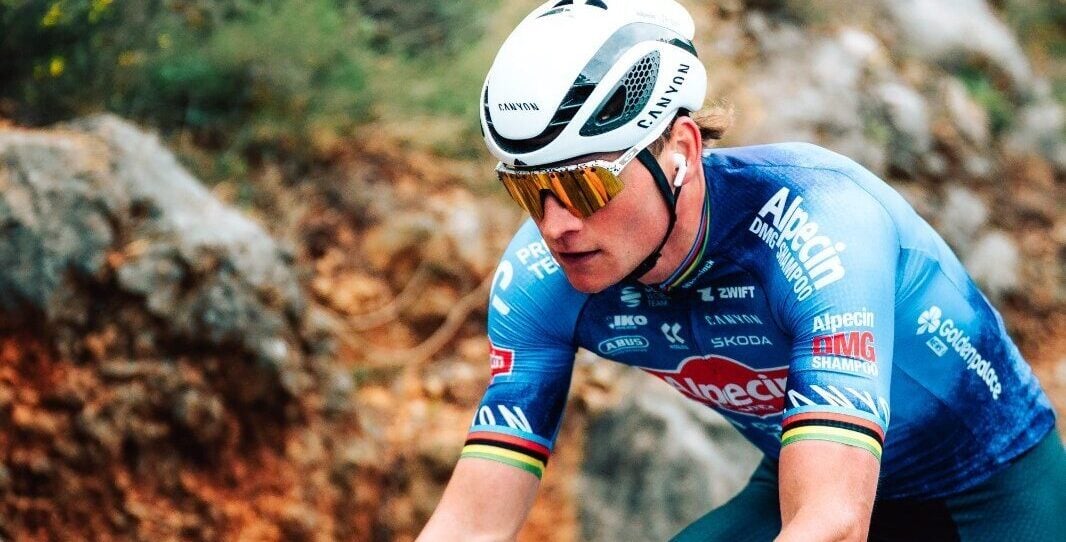 Mathieu van der Poel competes in Omloop Het Nieuwsblad