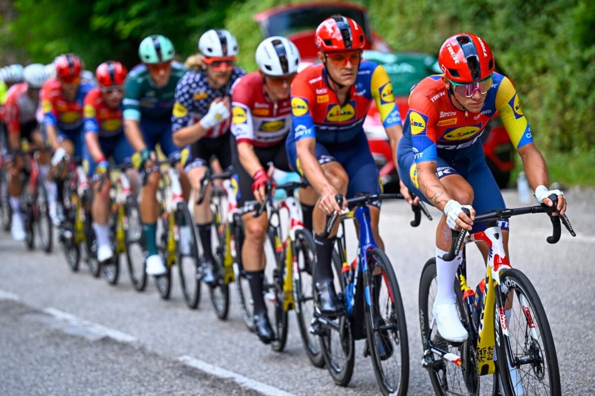 Thibau Nys leading the Lidl-Trek train - photo: Cor Vos