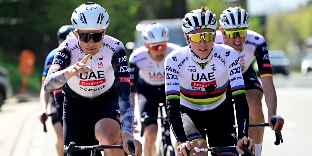 Vermeersch and Pogacar during reconnaissance of the Tour of Flanders – photo: Fotopersburo Cor Vos