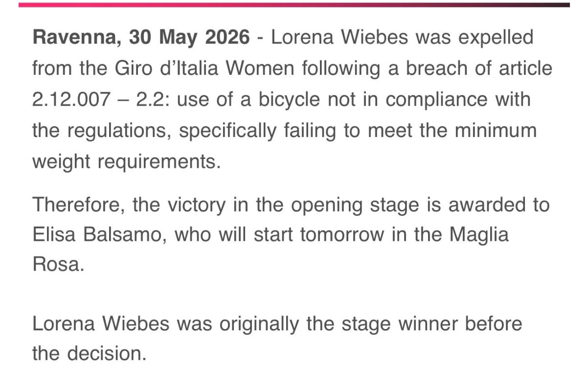 Press release from the Giro organization