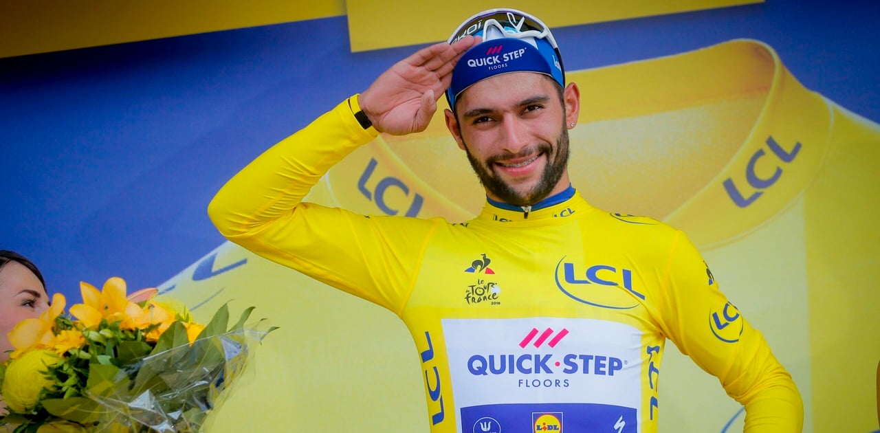 In 2018, Gaviria was the very first Colombian to wear the yellow jersey – photo: Fotopersburo Cor Vos
