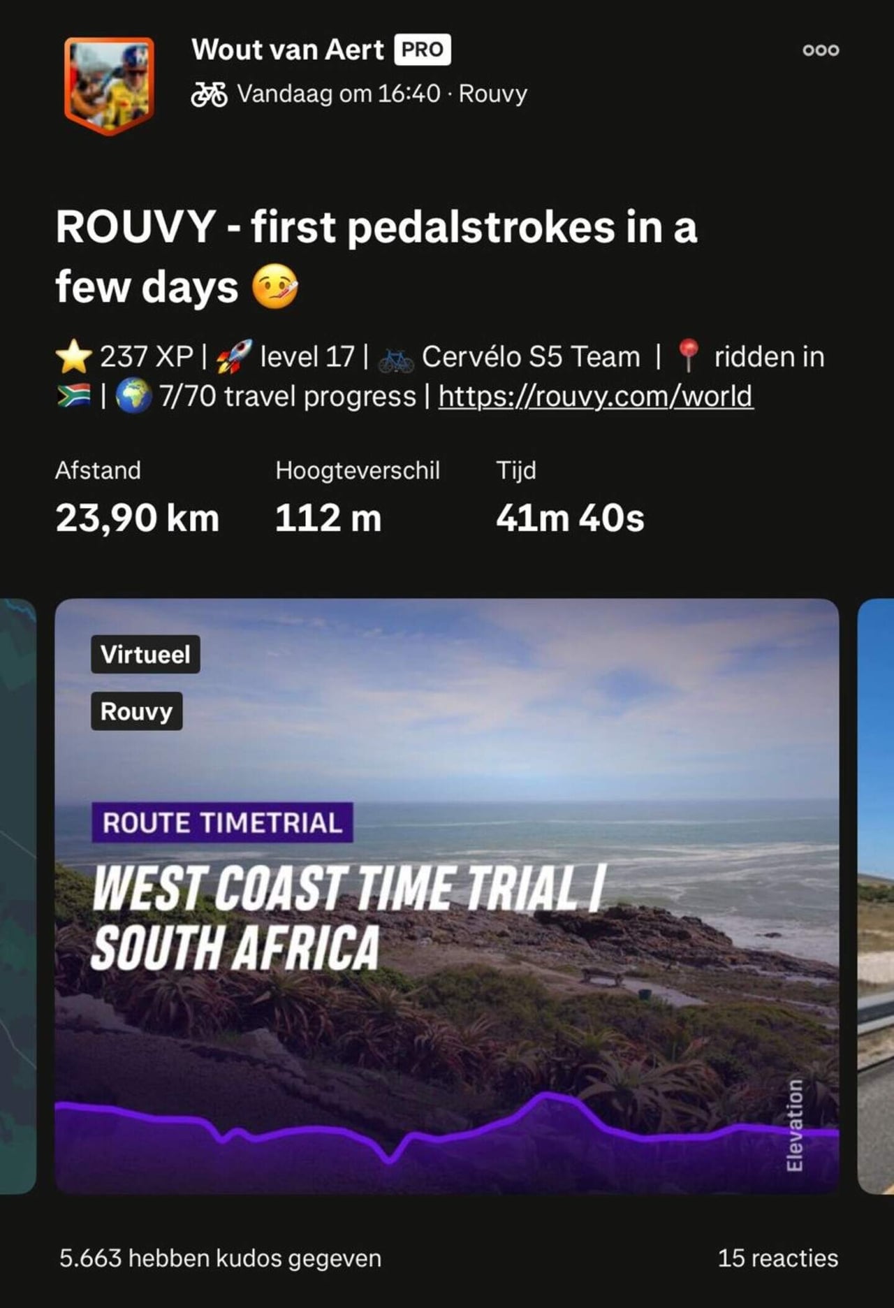 Image: Strava Wout van Aert