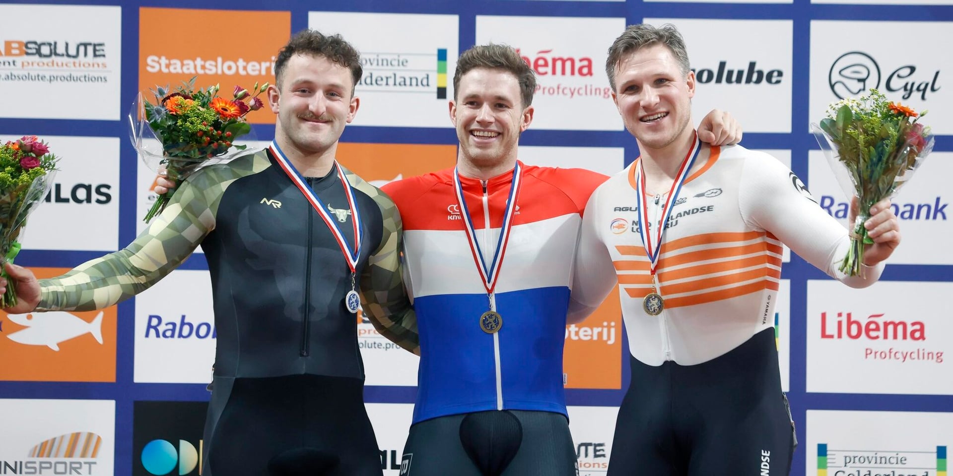 Kool, Lavreysen and Hoogland on the Dutch Nationals podium – photo: Fotopersburo Cor Vos