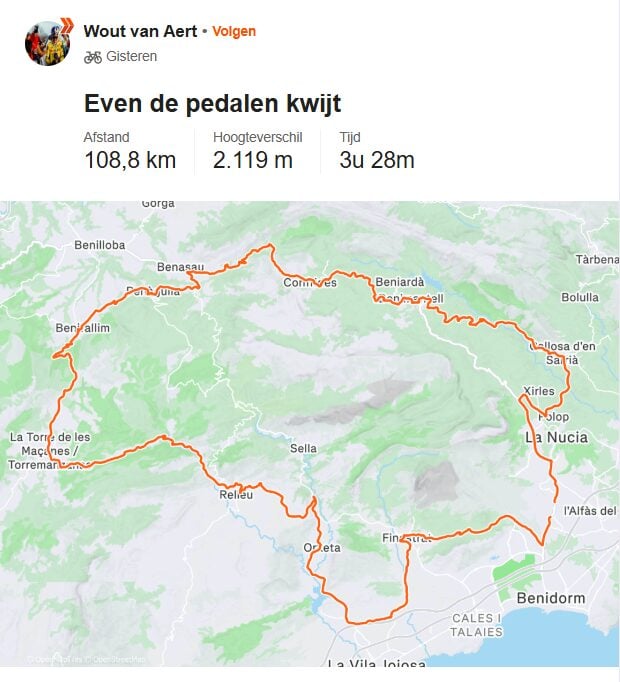 Image: Strava Wout van Aert