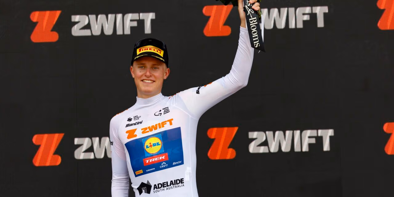 Philipsen won the young rider classification at the 2025 Tour Down Under - photo: Cor Vos