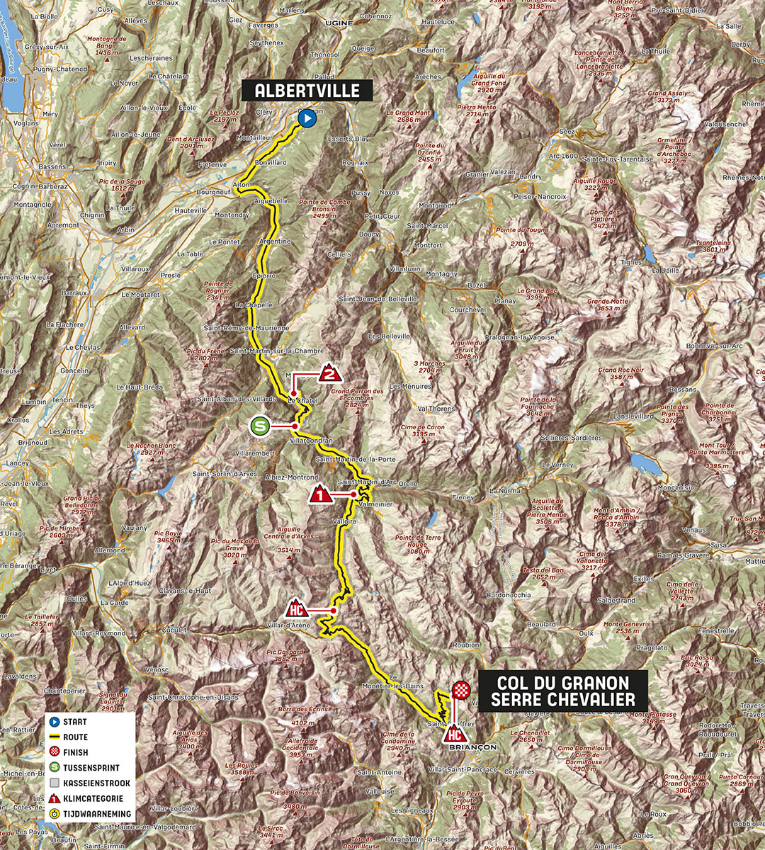 Albertville - Col de Granon  | Routekaart