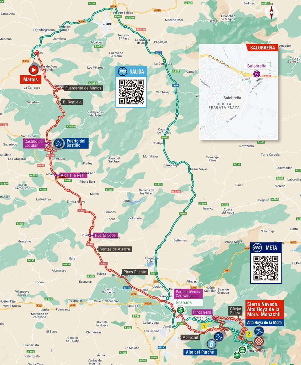 Martos > Sierra Nevada  | Routekaart