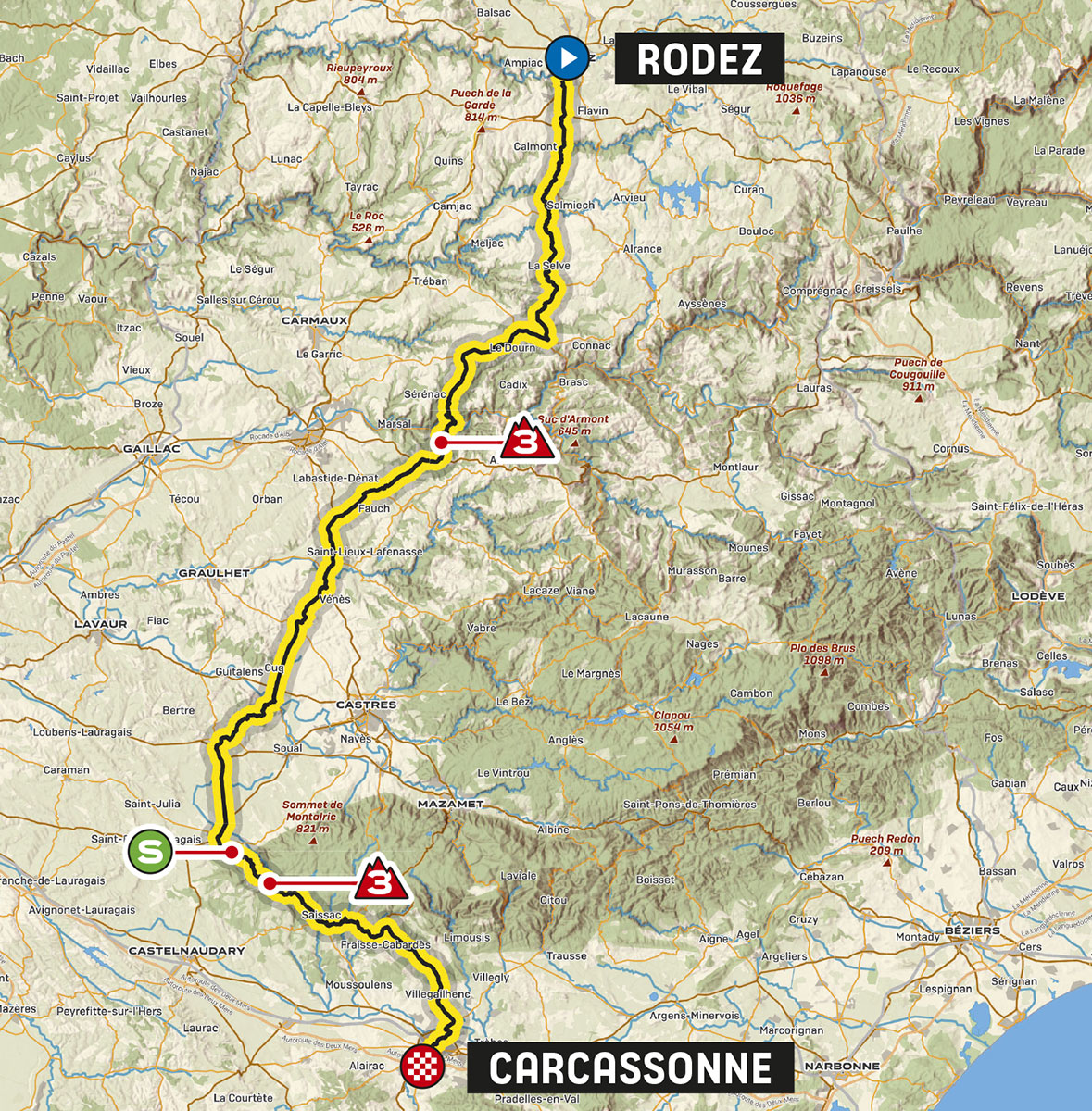 Rodez - Carcassonne  | Routekaart