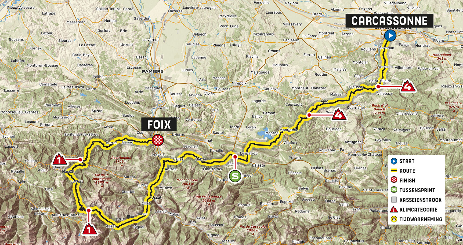 Carcassonne - Foix  | Routekaart