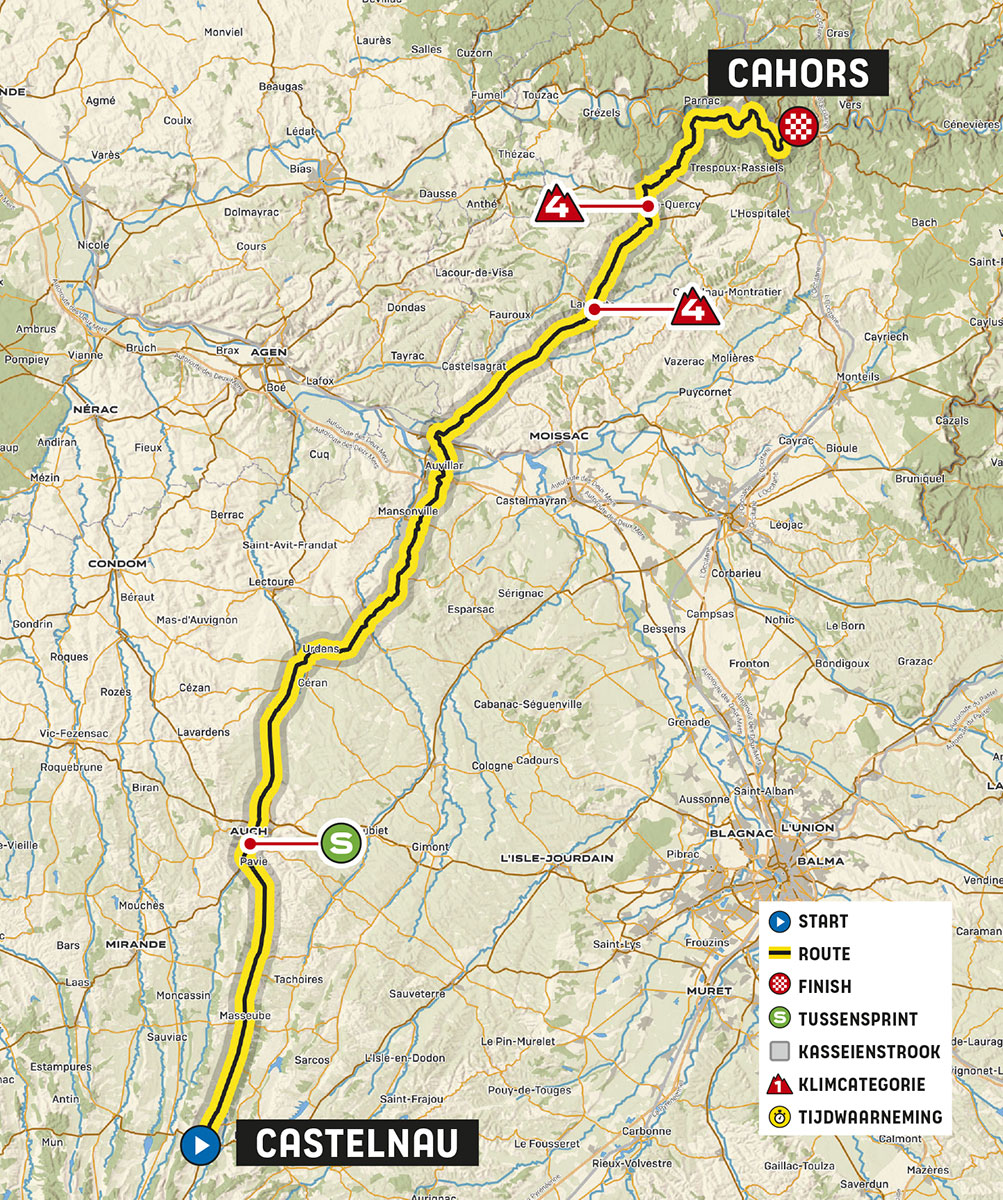 Castelnau-Magnoac - Cahors  | Routekaart