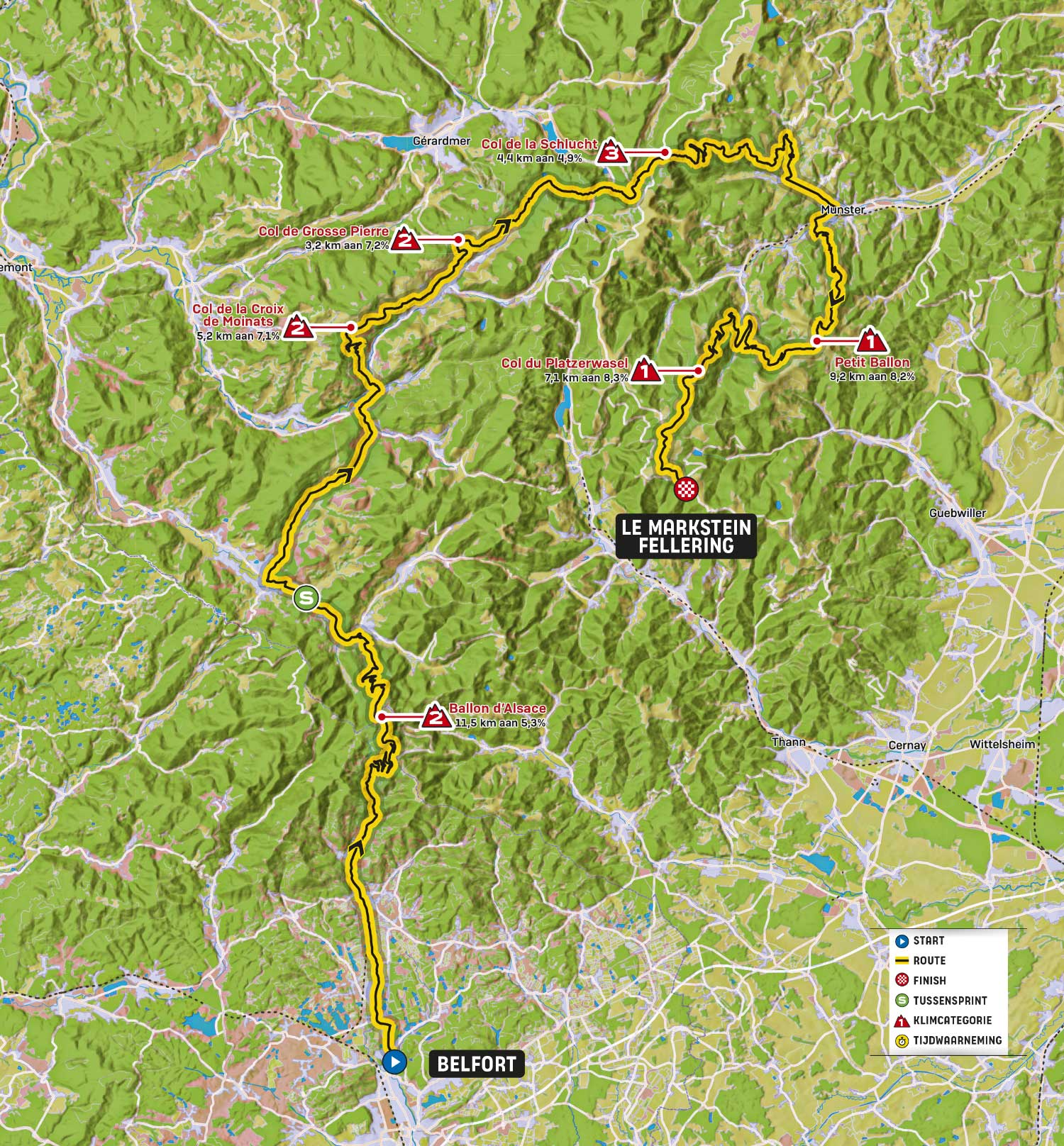 Belfort - Le Markstein Fellering  | Routekaart
